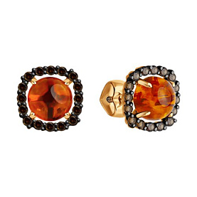 Серьги Diamant - Золото 585, Раухтопаз, Янтарь пресс. (арт. 51-322-02323-1)