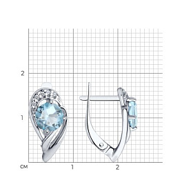 Серьги Diamant - Серебро 925, Топаз, Фианит (арт. 94-320-00184-1)