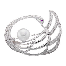 Брошь Мастер Клио - Серебро 925, Жемчуг культивированный, Фианит (арт. 24В137050)