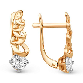 Серьги ЮФ Династия - Золото 585, Фианит (арт. 014442-1102)
