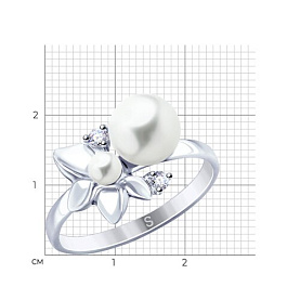 Кольцо SOKOLOV - Серебро 925, Жемчуг имитация, Фианит (арт. 94012779)