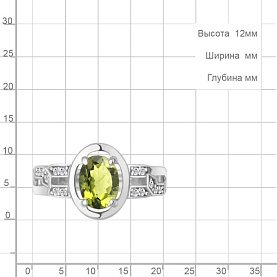 Кольцо Аквамарин - Серебро 925, Фианит, Хризолит (арт. 65018807А.5)