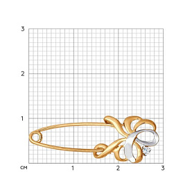 Булавка SOKOLOV - Золото 585, Фианит (арт. 040208)