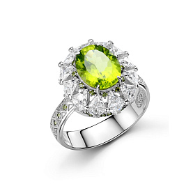 Кольцо Дар - Серебро 925, Фианит, Хризолит (арт. К-5231рс40620022)