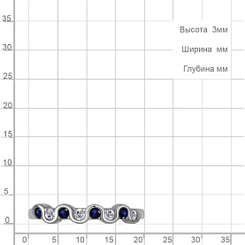 Кольцо Аквамарин - Серебро 925, Синтетический сапфир , Фианит (арт. 600733АБ.5)