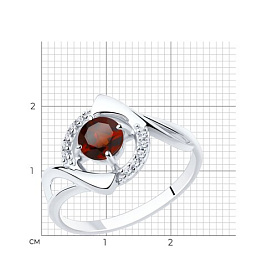 Кольцо Diamant - Серебро 925, Гранат, Фианит (арт. 94-310-00379-2)