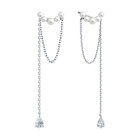 Серьги SOKOLOV - Серебро 925, Жемчуг имитация, Фианит (арт. 94026792)