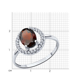 Кольцо SOKOLOV - Серебро 925, Гранат, Фианит (арт. 92014193)