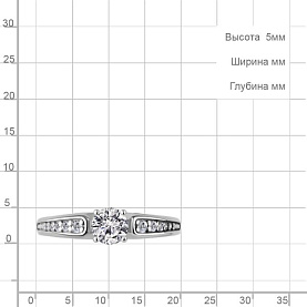 Кольцо Аквамарин - Серебро 925, Фианит (арт. 600384А.5)