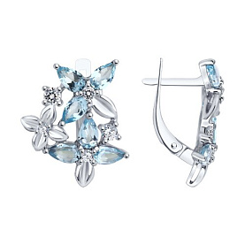 Серьги Diamant - Серебро 925, Топаз, Фианит (арт. 94-320-02061-1)