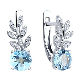 Серьги SOKOLOV - Серебро 925, Топаз, Фианит (арт. 92023166)