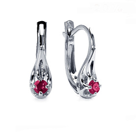 Серьги Platinum Lab. - Платина 950, Рубин (арт. ПС-202Р-01)