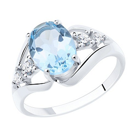 Кольцо SOKOLOV - Серебро 925, Топаз, Фианит (арт. 92011934)