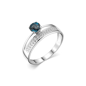 Кольцо Дар - Серебро 925, Топаз лондон, Фианит (арт. К-3495рс41100)
