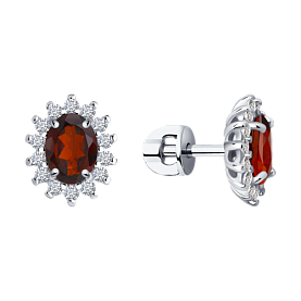 Серьги SOKOLOV - Серебро 925, Гранат, Фианит (арт. 92021170)