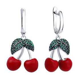 Серьги SOKOLOV - Серебро 925, Фианит, Эмаль (арт. 94027006)