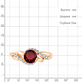 Кольцо Аквамарин - Золото 375, Гранат, Фианит (арт. 6938203А.8)