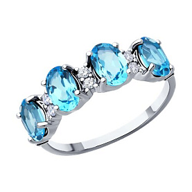 Кольцо SOKOLOV - Серебро 925, Топаз, Фианит (арт. 92014546)