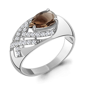 Кольцо Аквамарин - Серебро 925, Кварц, Фианит (арт. 65004801А.5)