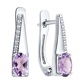 Серьги SOKOLOV - Серебро 925, Аметист, Фианит (арт. 92025369)