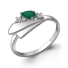 Кольцо Аквамарин - Серебро 925, Агат, Фианит (арт. 6976909А.5)