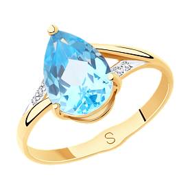 Кольцо SOKOLOV - Золото 585, Топаз swiss, Фианит (арт. 715575)