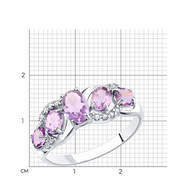Кольцо SOKOLOV - Серебро 925, Аметист, Фианит (арт. 92011011)