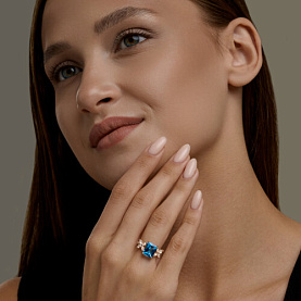 Кольцо SOKOLOV - Золото 585, Горный хрусталь, Топаз, Бриллиант (арт. 71-00453)