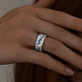 Кольцо SOKOLOV - Серебро 925, Фианит, Эмаль (арт. 94013877)