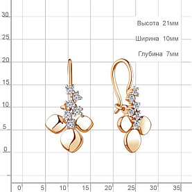 Серьги Аквамарин - Серебро 925, Фианит (арт. 48757А.6)