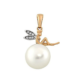 Подвеска ЮК Гранат - Золото 585, Жемчуг культивированный (арт. 41801596)