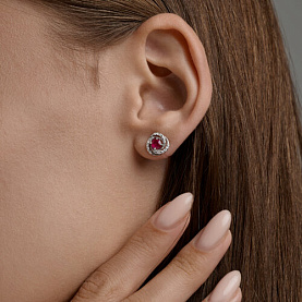 Серьги SOKOLOV - Серебро 925, Рубин, Фианит (арт. 64020004)