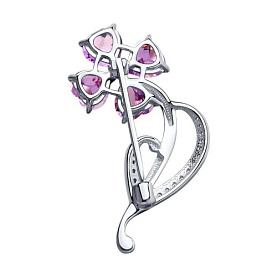 Брошь SOKOLOV - Серебро 925, Аметист, Фианит (арт. 92040084)