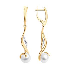 Серьги SOKOLOV - Серебро 925, Жемчуг культивированный, Фианит (арт. 93020788)