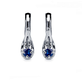 Серьги Platinum Lab. - Платина 950, Сапфир (арт. ПС-202С-01)