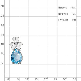 Подвеска Аквамарин - Серебро 925, Топаз, Фианит (арт. 2530405А.5)
