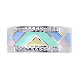 Кольцо SOKOLOV - Серебро 925, Фианит, Эмаль (арт. 94012173)