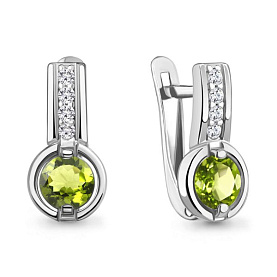 Серьги Аквамарин - Серебро 925, Фианит, Хризолит (арт. 4797007А.5)