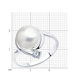 Кольцо Diamant - Серебро 925, Жемчуг культивированный, Фианит (арт. 94-310-01111-1)