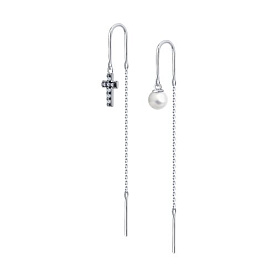 Серьги Diamant - Серебро 925, Жемчуг культивированный, Фианит (арт. 94-323-01500-1)