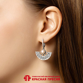 Серьги Красная пресня - Серебро 925, Жемчуг культивированный (арт. 33317440)