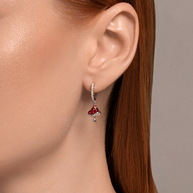 Серьги Diamant - Серебро 925, Фианит, Эмаль (арт. 94026608)