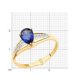 Кольцо SOKOLOV - Золото 375, Синтетический сапфир , Фианит (арт. 37716654)