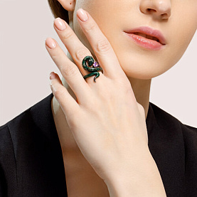 Кольцо SOKOLOV - Серебро 925, Аметист, Фианит, Эмаль (арт. 92012131)