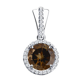Подвеска SOKOLOV - Серебро 925, Раухтопаз, Фианит (арт. 92030320)
