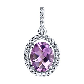 Подвеска Diamant - Серебро 925, Аметист, Фианит (арт. 94-330-01999-2)