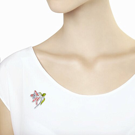 Брошь SOKOLOV - Серебро 925, Фианит, Эмаль (арт. 94040199)