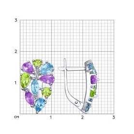 Серьги SOKOLOV - Серебро 925, Аметист, Топаз, Хризолит (арт. 92021532)