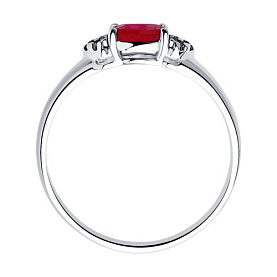 Кольцо SOKOLOV - Серебро 925, Синтетический рубин, Фианит (арт. 84010015)