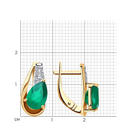 Серьги Diamant - Золото 585, Агат, Фианит (арт. 51-320-00149-1)